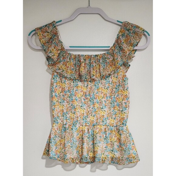 LC Lauren Conrad Tops - NWT LC Lauren Conrad Womens Cropped Top Size XS Multicolor Ruffle Off-Shoulder
